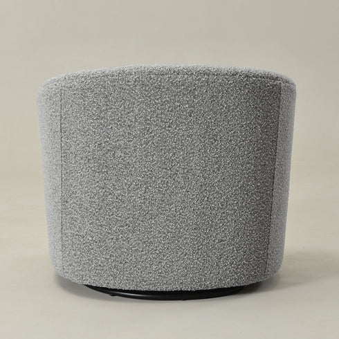 Everitte Bouclé Swivel Barrel Chair - Black and White Modern Swivel Chair | Swivel Accent Chairs | Kinwell Furniture | Swivel Armchairs